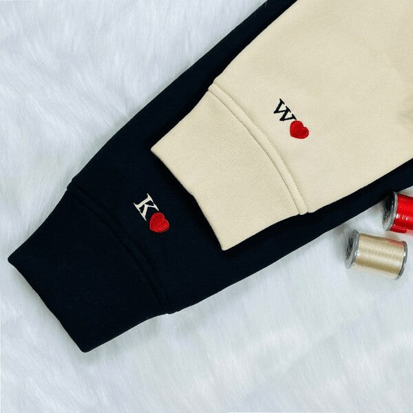 Personalized Couple Embroidered Roman Numeral Matching Hoodie