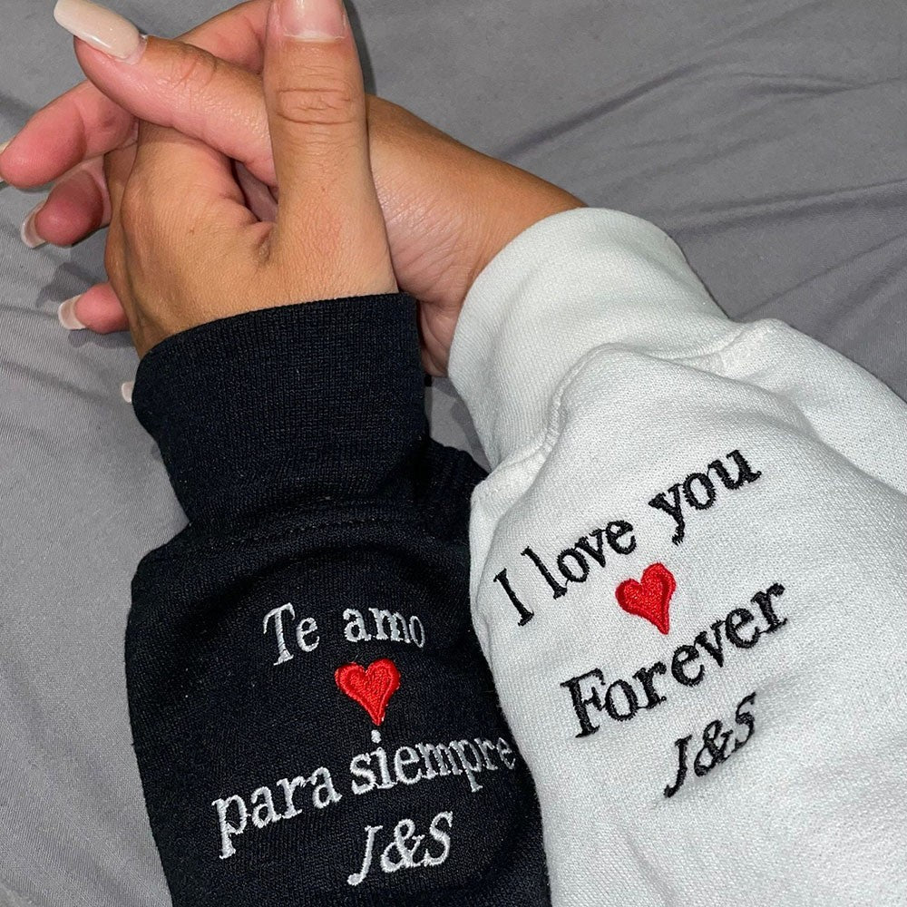 Personalized Couple Embroidered Roman Numeral Matching Hoodie