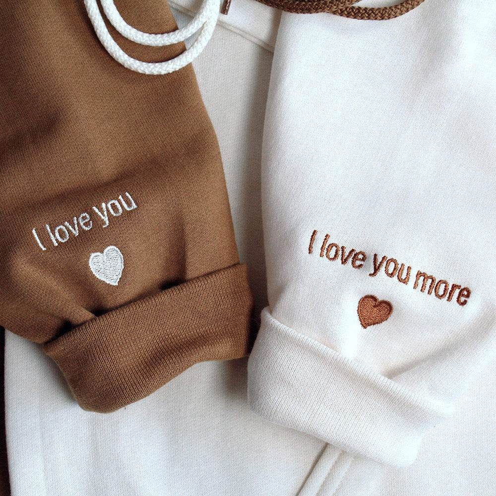 Personalized Couple Embroidered Roman Numeral Matching Hoodie
