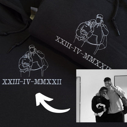 Personalized Embroidered Roman Numeral Outline Sweatshirt