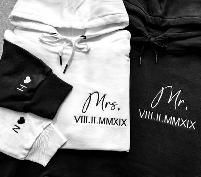 Custom Embroidered Roman Numeral Couple's Sweatshirt