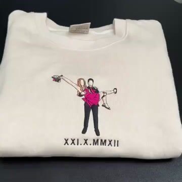 Custom Photo and Roman Numeral Date Embroidered Sweatshirt Hoodie, Couple Gift