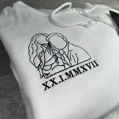 Personalized Embroidered Outline Roman Numerals Sweatshirt