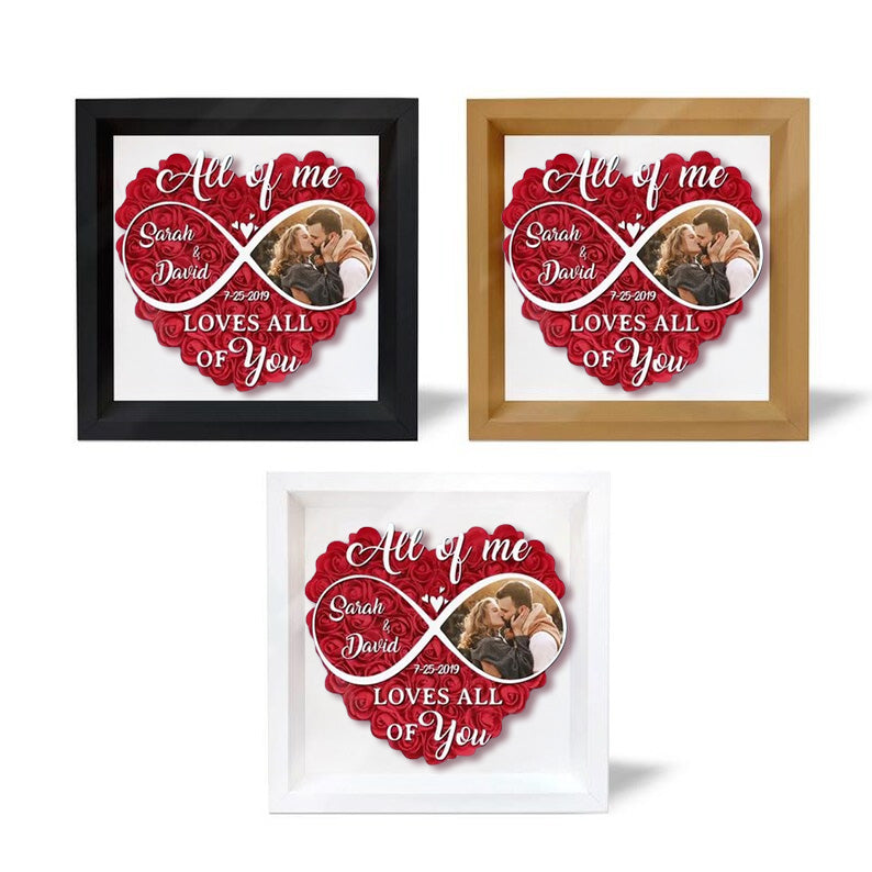 Couple Personalized Flower Shadow Box, Anniversary Gift