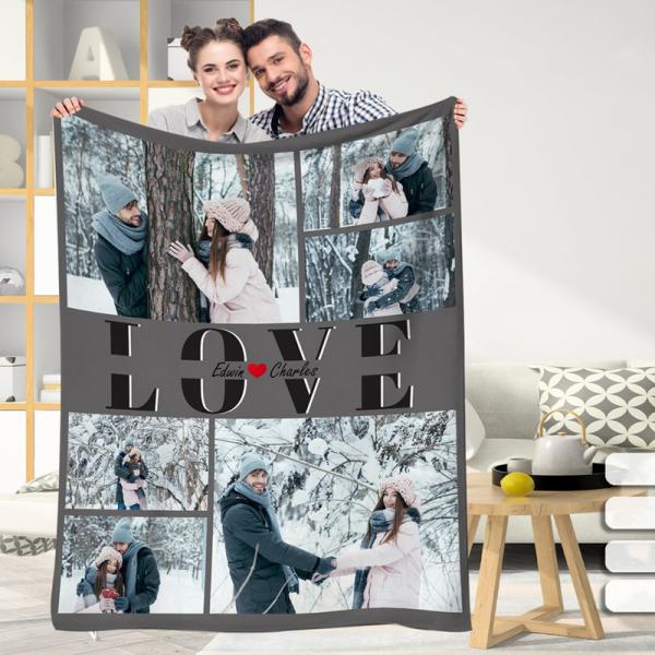 Customized LOVE Blankets with Photos Personalized Text