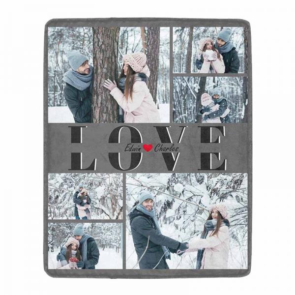 Customized LOVE Blankets with Photos Personalized Text