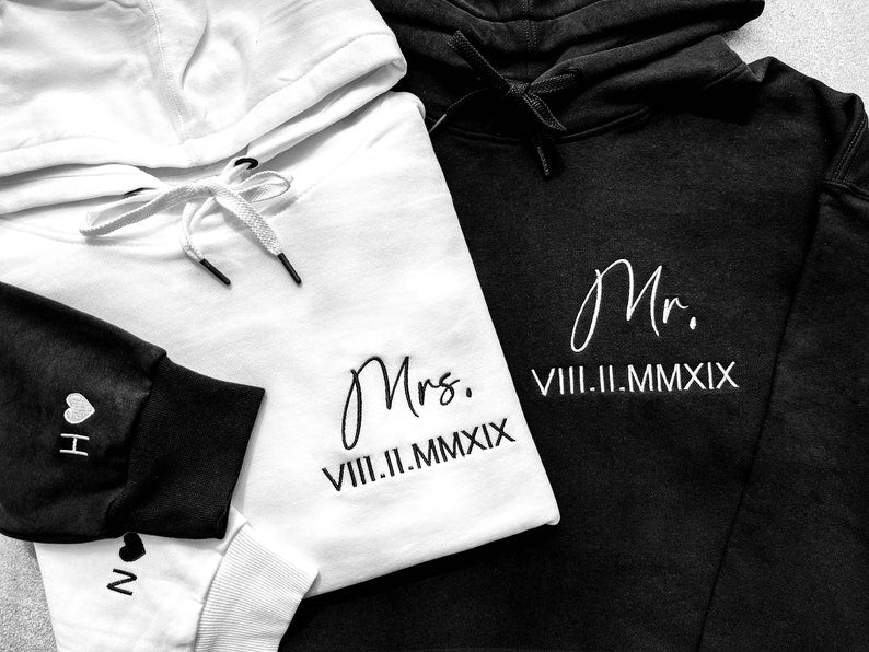 Custom Embroidered Roman Numeral Couple's Sweatshirt