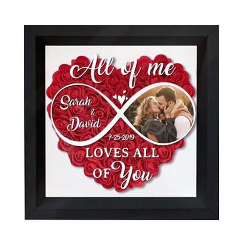 Couple Personalized Flower Shadow Box, Anniversary Gift