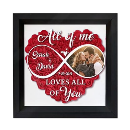 Couple Personalized Flower Shadow Box, Anniversary Gift