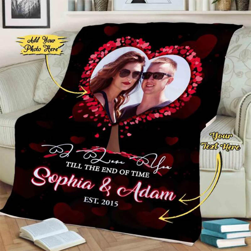 Personalized Lovers Heart Shaped Tree Blanket