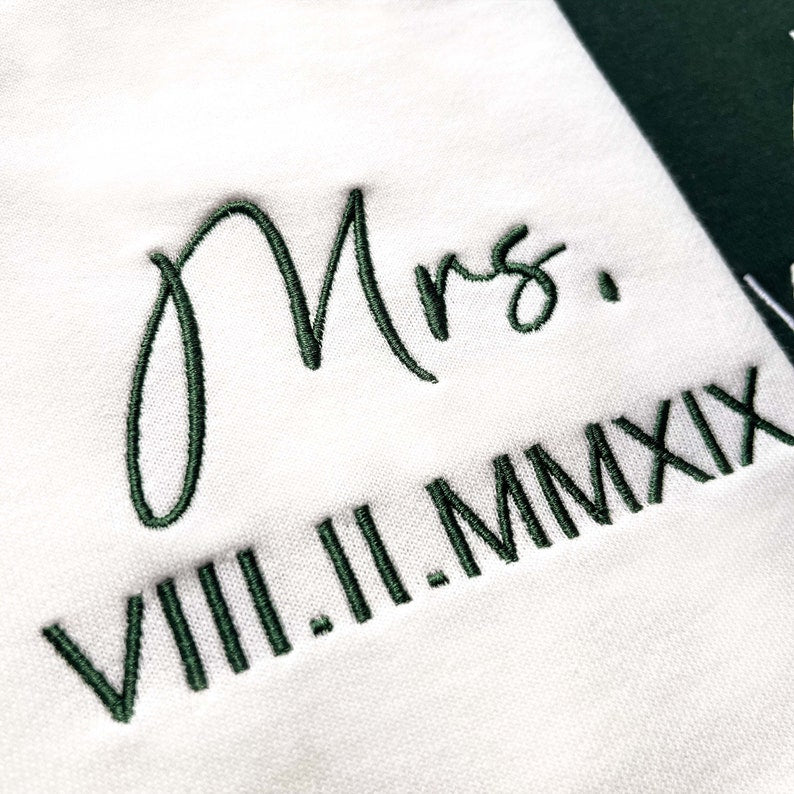 Custom Embroidered Roman Numeral Couple's Sweatshirt