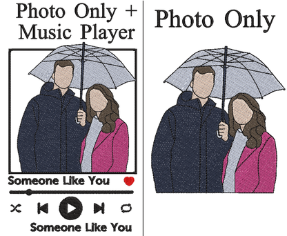 Custom Embroidered Sweatshirt Portrait Music Player Couple Gift