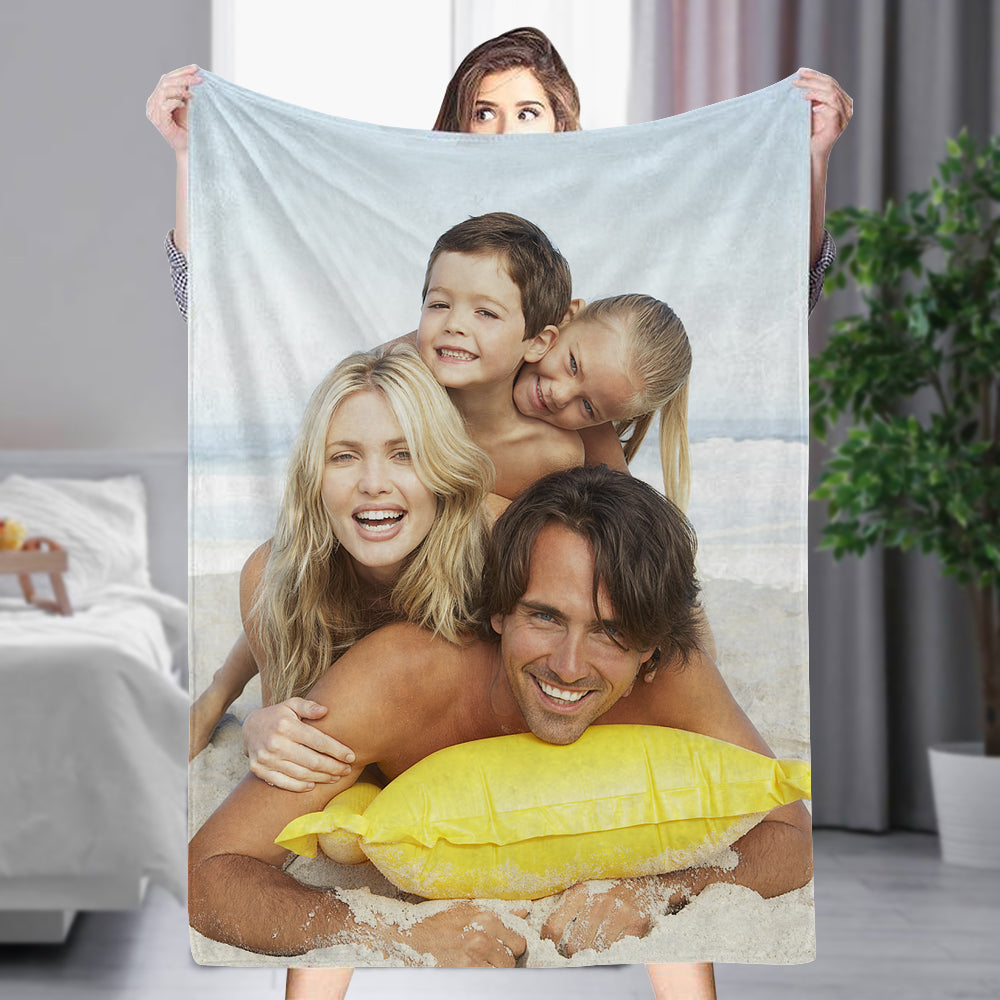 Custom 1 Photo Fleece Blankets For Couple Newlyweds