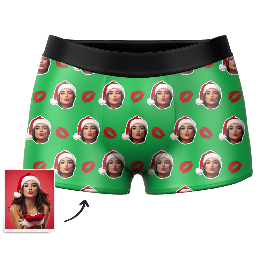 Couple Men's Custom Face Boxer Shorts 3D Online Preview- Kiss