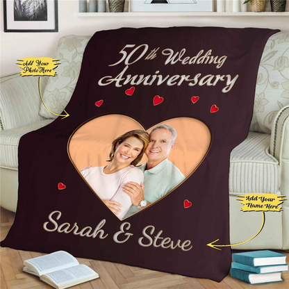 Customized Anniversary Photo Blanket For Couples