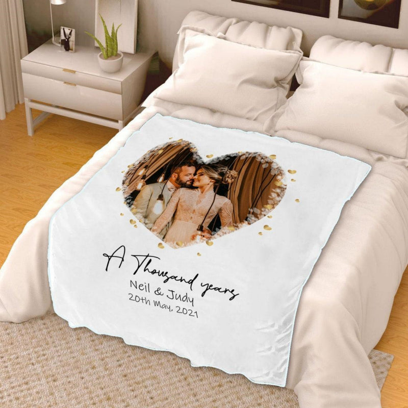 Custom Heart Photo Couple Blanket