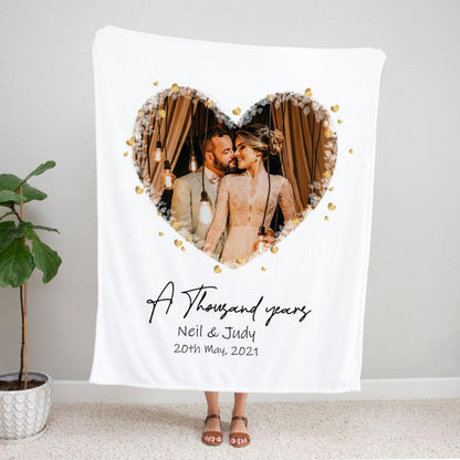 Custom Heart Photo Couple Blanket