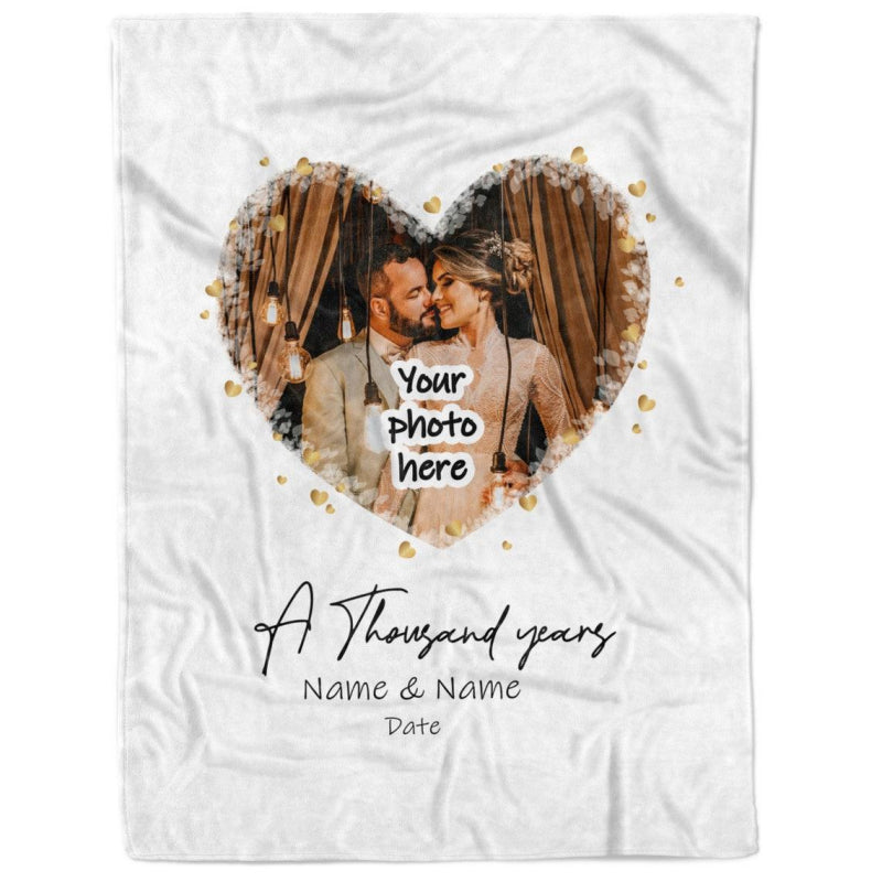 Custom Heart Photo Couple Blanket