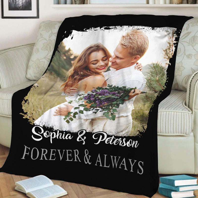 Personalized Couple Photo Text Blanket