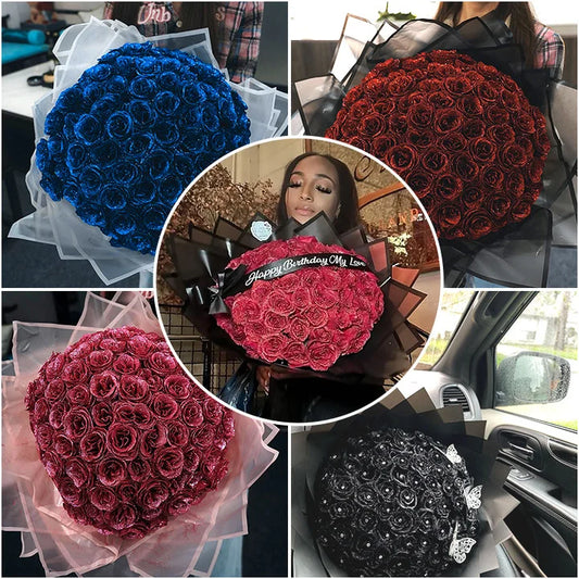 💕Glitter Rose Bouquet💕Couple Glitter Everlasting Rose Bouquet (Never Wither)