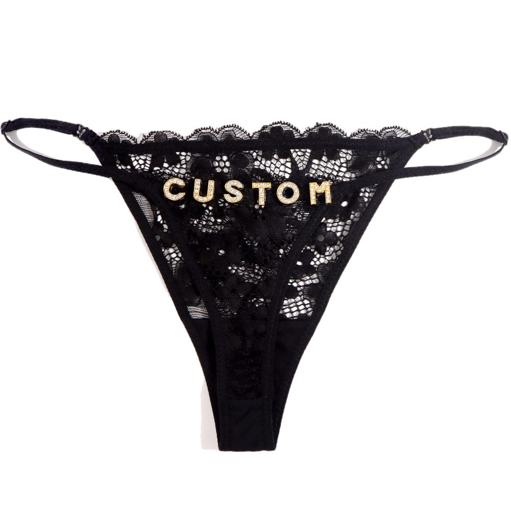 Sexy Customized Name Crystal Letter Lace Panties Women Underwear Briefs Thong