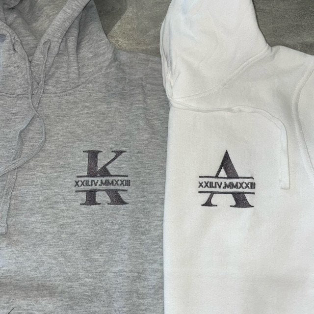 CUSTOM Roman Numeral Anniversary Embroidered Hoodies