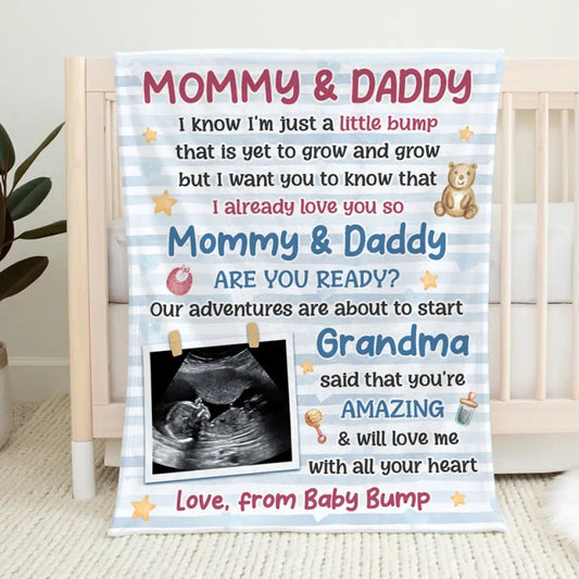 Custom Photo Mommy Daddy Are You Ready Blanket - Gift For First Mom, First Dad