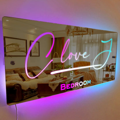 Personalised Name Mirror Sign LED illuminated Light