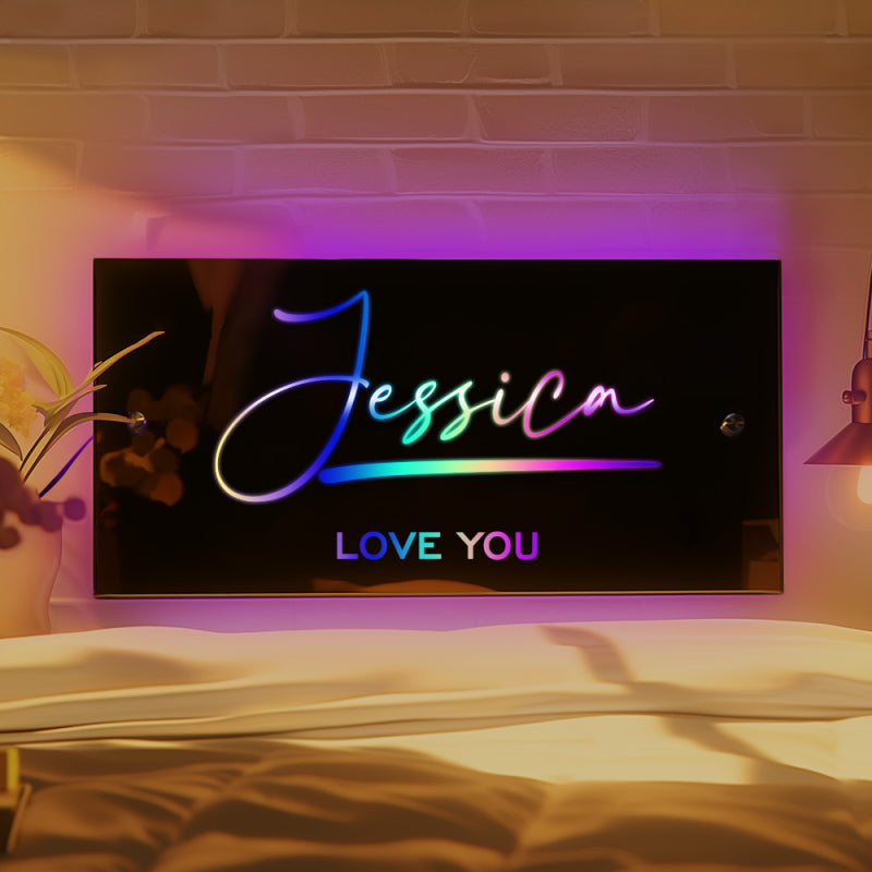 Personalised Name Mirror Sign LED illuminated Light