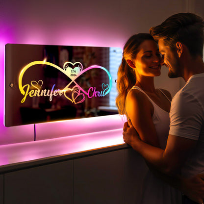 Personalized Engraved Infinity Heart Mirror Light