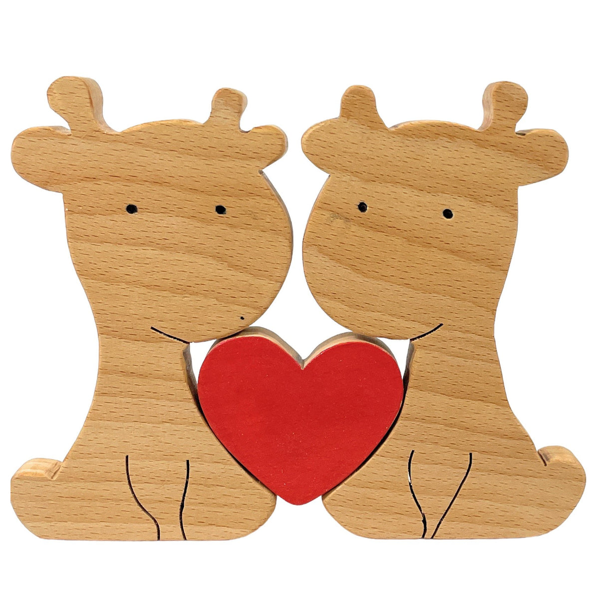 Wooden Cute Giraffe Love Couple Puzzle