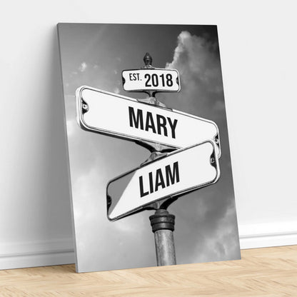 Personalized Canvas Vintage Street Sign for Couples