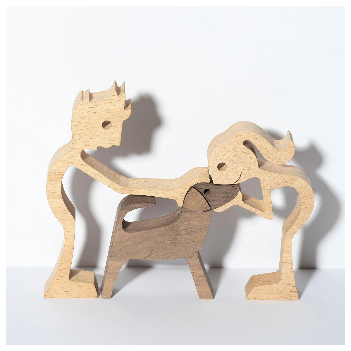 Personalized Couple with Dog - Wooden Pet Carvings