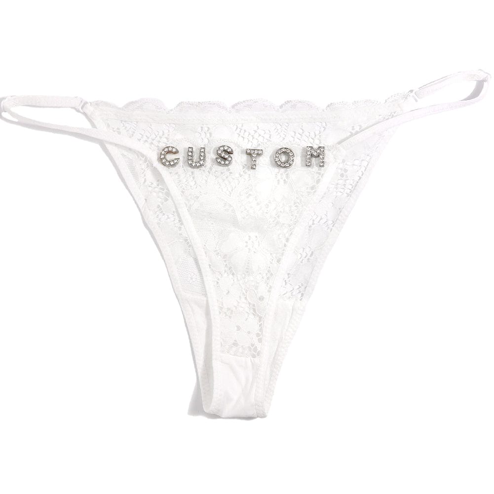 Sexy Customized Name Crystal Letter Lace Panties Women Underwear Briefs Thong