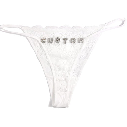 Sexy Customized Name Crystal Letter Lace Panties Women Underwear Briefs Thong