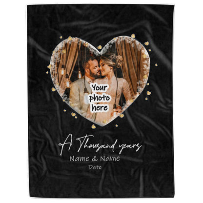 Custom Heart Photo Couple Blanket