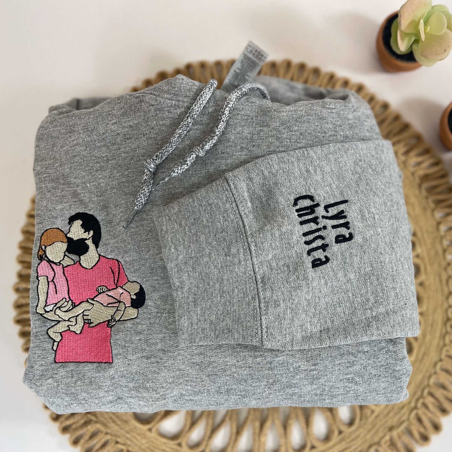 Custom Embroidered Sweatshirt Portrait Music Player Couple Gift