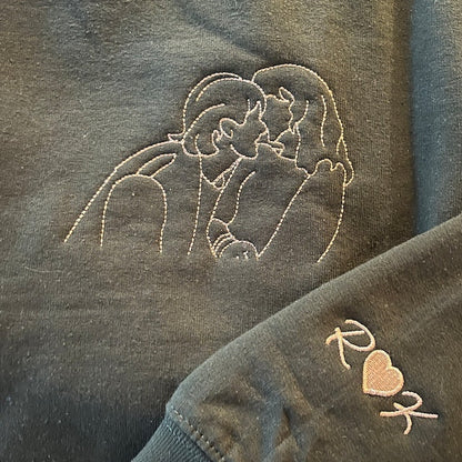 Custom Embroidered Couple Portrait Sweatshirt