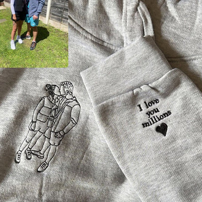 Custom Embroidered Couple Portrait Sweatshirt