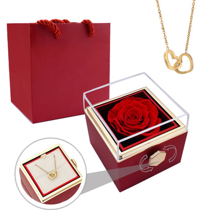 Eternal Rose Box - W/ Engraved Necklace & Real Rose.