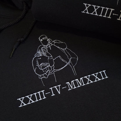 Personalized Embroidered Roman Numeral Outline Sweatshirt