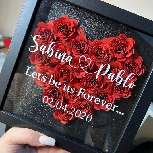 💕Custom Heart Flower Shadow Box with Text