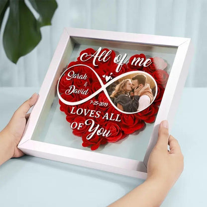 Couple Personalized Flower Shadow Box, Anniversary Gift