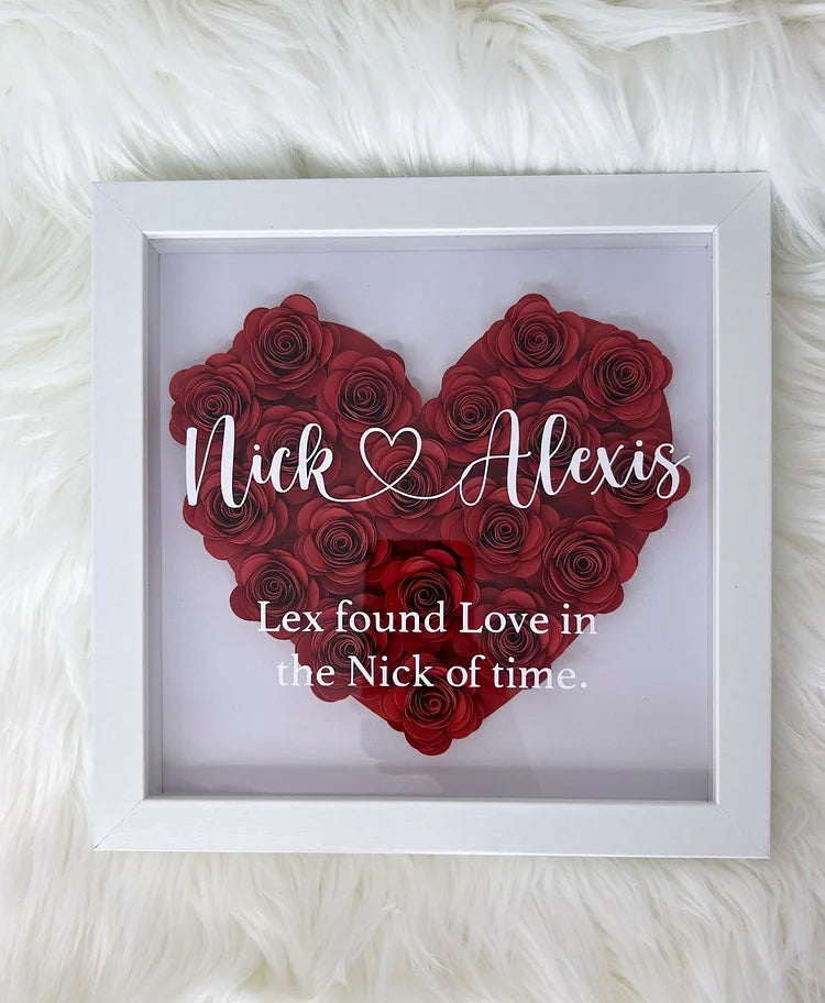 💕Custom Heart Flower Shadow Box with Text