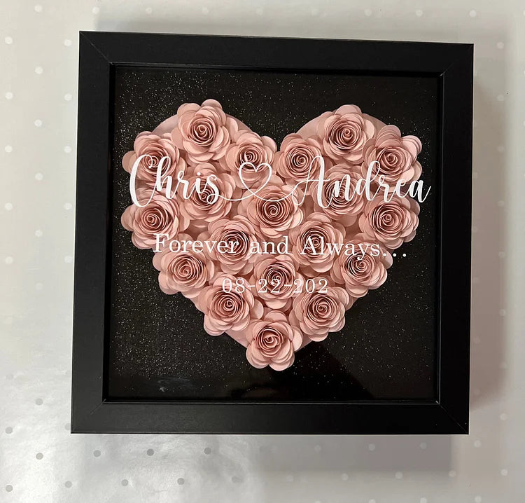 💕Custom Heart Flower Shadow Box with Text