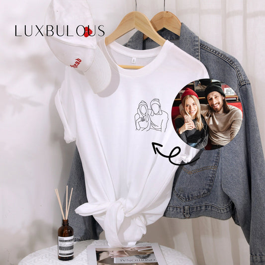 Embroidered Couple Portrait Outline Sweatshirt