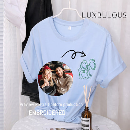 Embroidered Couple Portrait Outline Sweatshirt