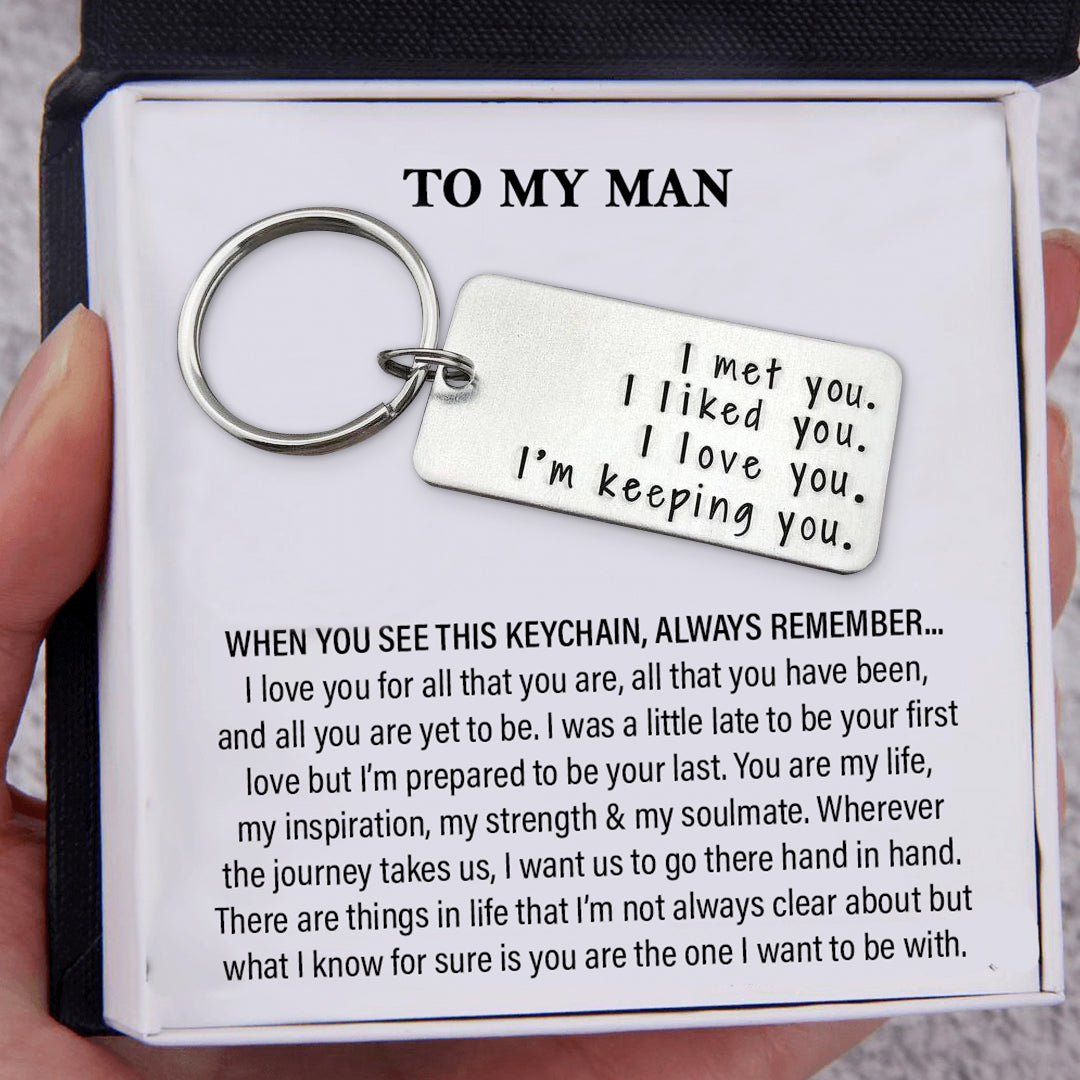 Couple Keychain Valentine's Day Gift  "I Met You I Liked you I Love You I'm Keeping You"