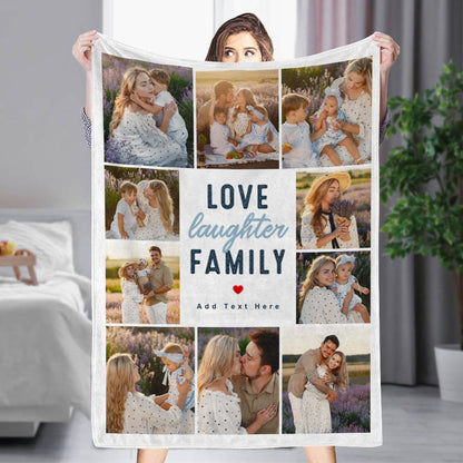 Custom 10 Photos&Text Fleece Blankets Love Family