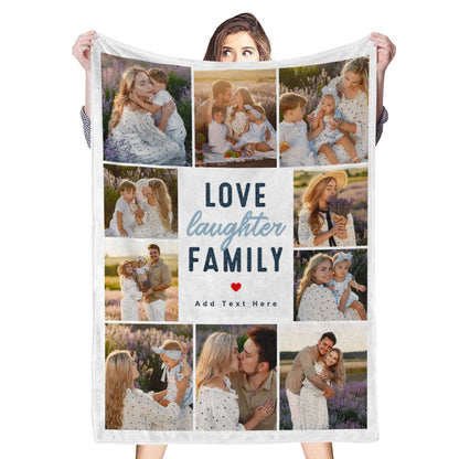 Custom 10 Photos&Text Fleece Blankets Love Family